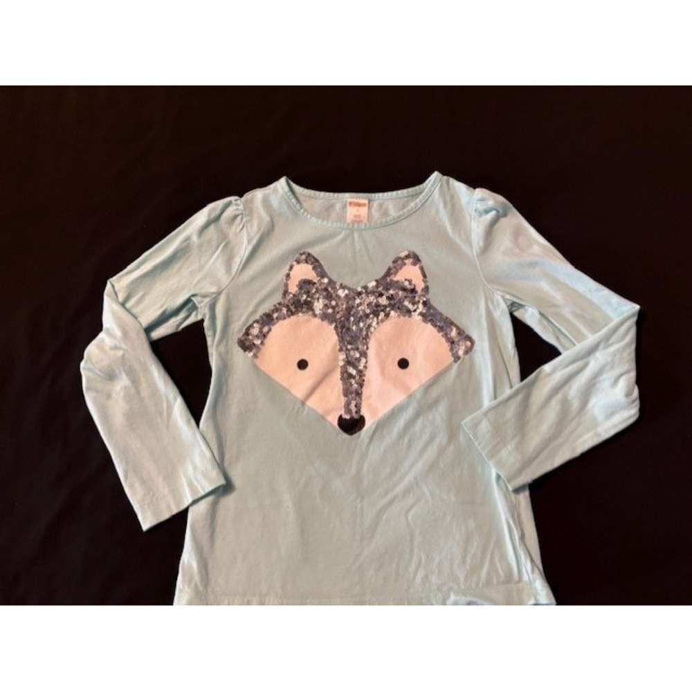Gymboree sequined fox long sleeved tee, girls size 10